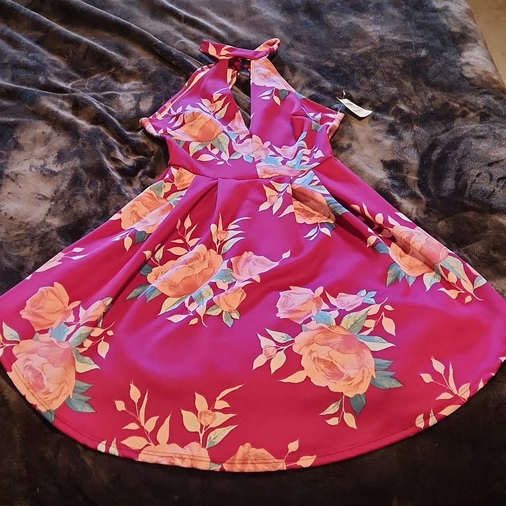 Charlotte Russe Magenta Floral Print Dress
